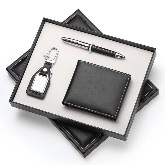 3 in 1 Luxury Corporate Gift Set with Keychain Holder, Wallet, Pen