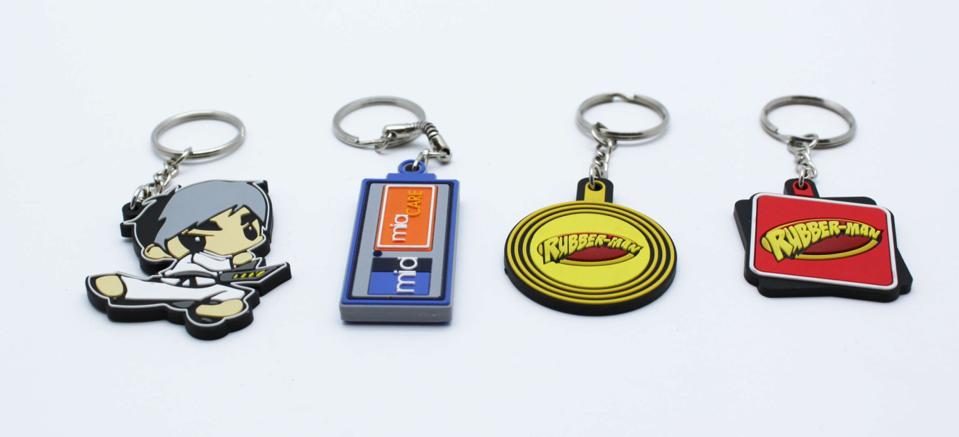 Custom shaped rubber keychains