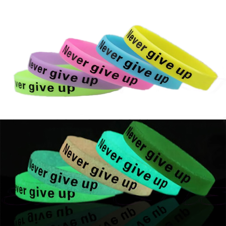 A Promotional Printed Glow in Dark Silicone Wristband