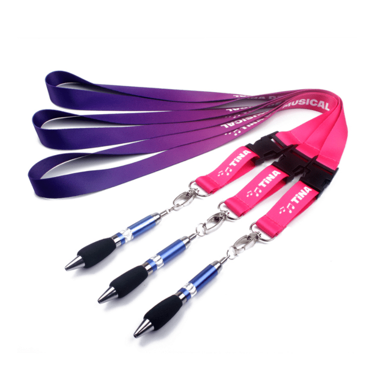 Cheap Sublimation Polyester Lanyards with Pen for Promotion