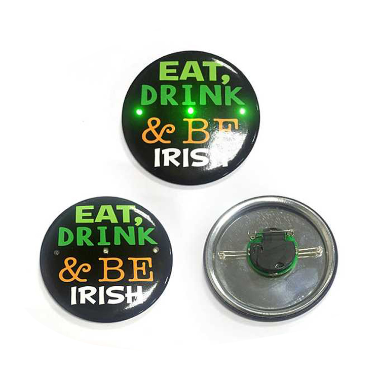 Promotional Round Plastic LED Badge with Custom Print