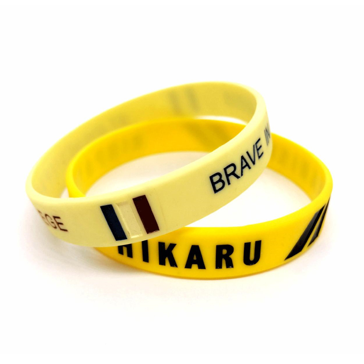 Customized Rubber Screen Printed Sports Wristbands for Men for Women