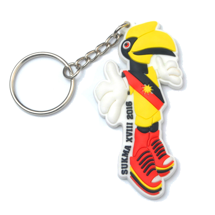Cheap Kids Cartoon Logo Brand Rubber 2D Keychains for Giveaways