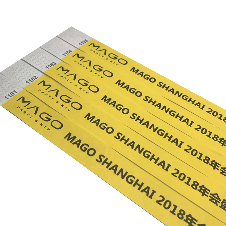 Custom Security Control Entry Tyvek Paper Wristbands for Events