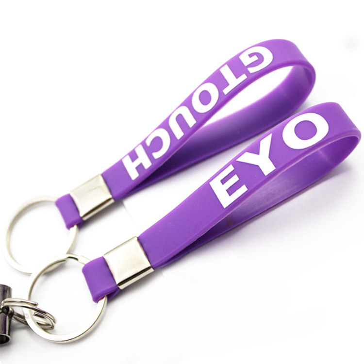 Promotional Rubber Wrist Band Key Chains with Printed Logo