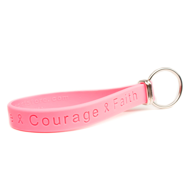 Custom Silicone Rubber Keychain Wristband with Logo Printing