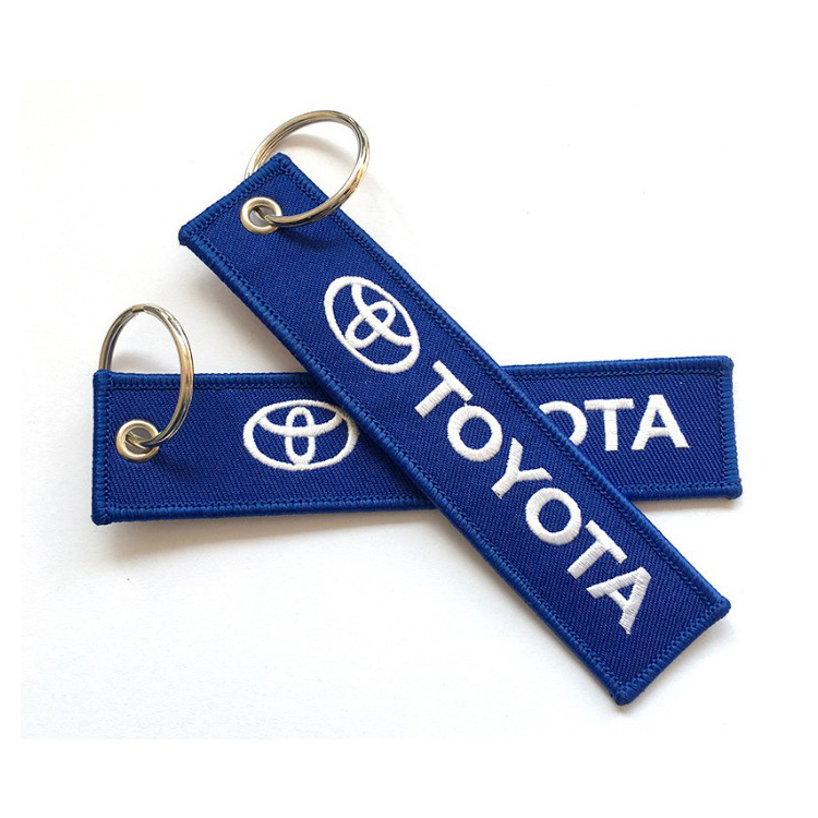 Polyester Twill Custom Fabric Embroidery Keychain Patch