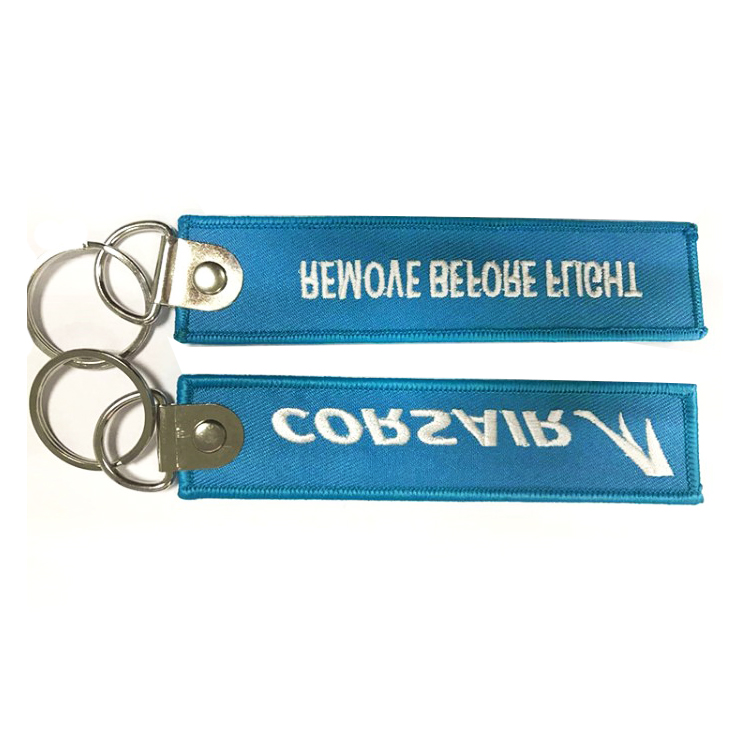 Promotion Embroidery Custom Woven Textile Keychain for Events